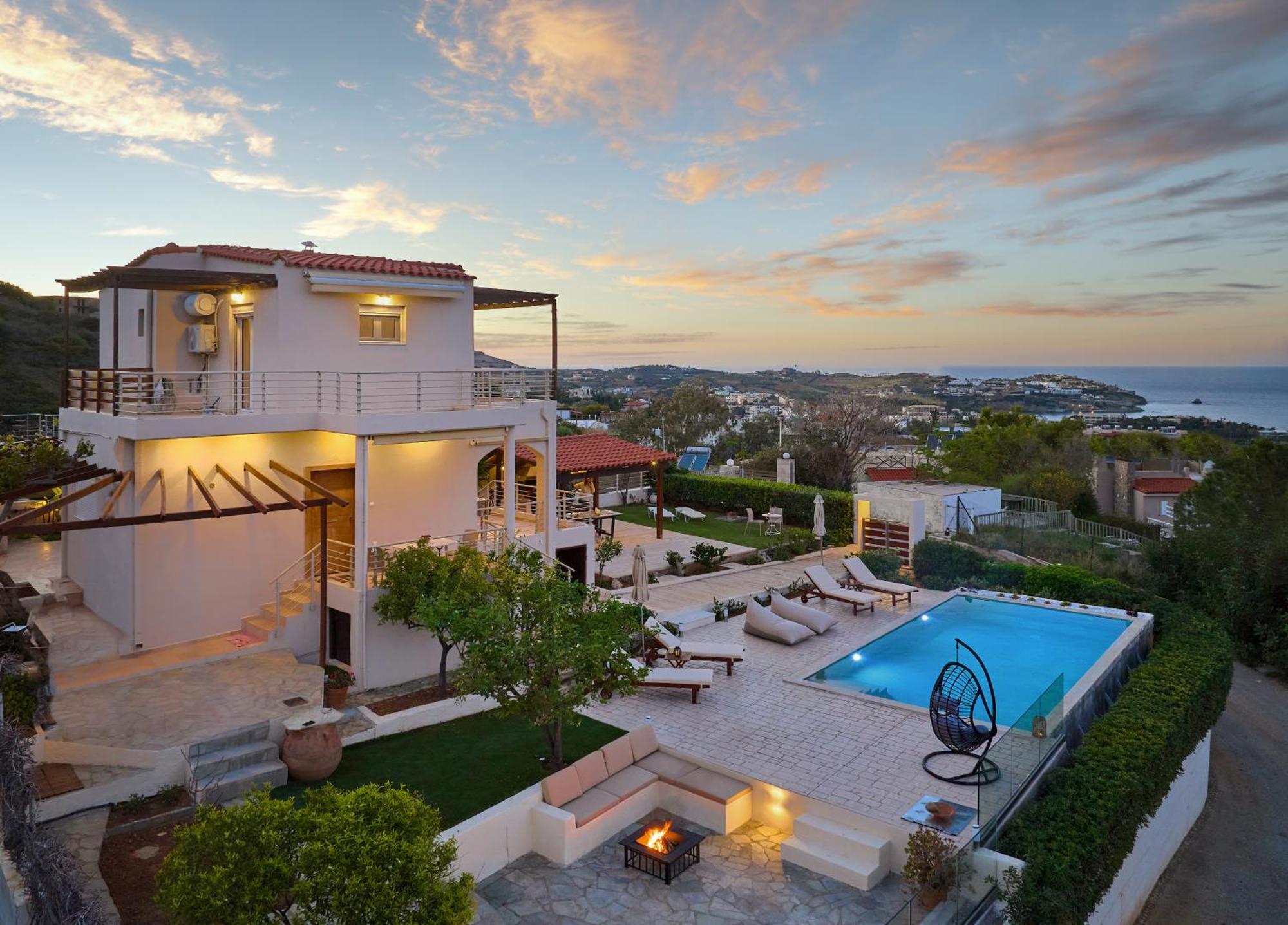 Spacious Villa With Private Eco-Pool And Panoramic Sea View Agia Pelagia Eksteriør billede