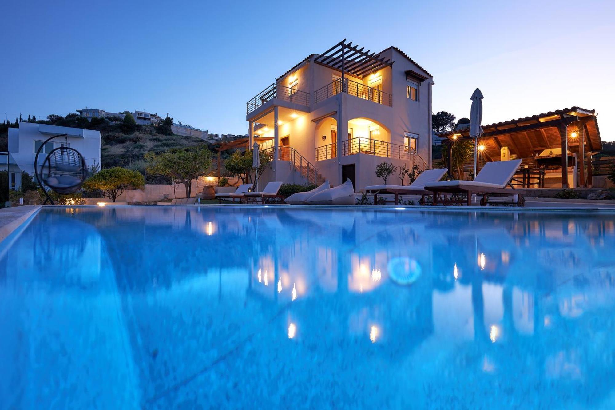 Spacious Villa With Private Eco-Pool And Panoramic Sea View Agia Pelagia Eksteriør billede