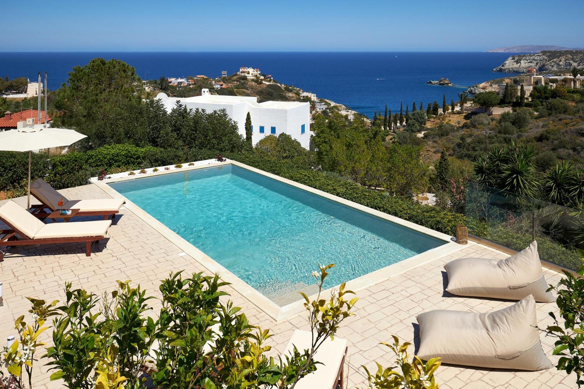 Spacious Villa With Private Eco-Pool And Panoramic Sea View Agia Pelagia Eksteriør billede