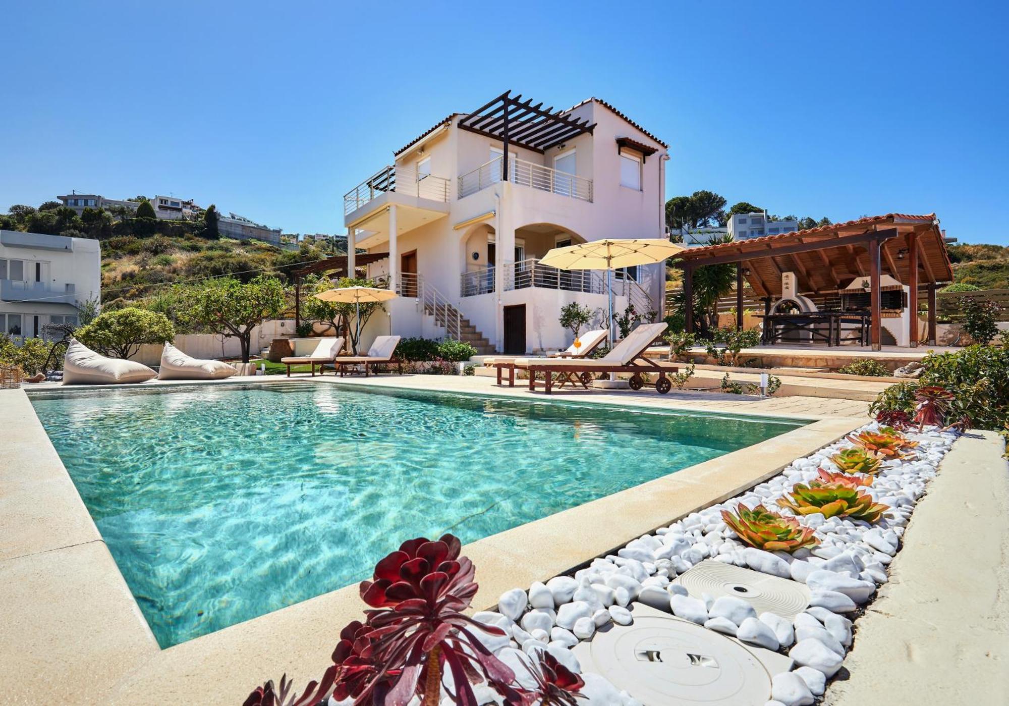 Spacious Villa With Private Eco-Pool And Panoramic Sea View Agia Pelagia Eksteriør billede