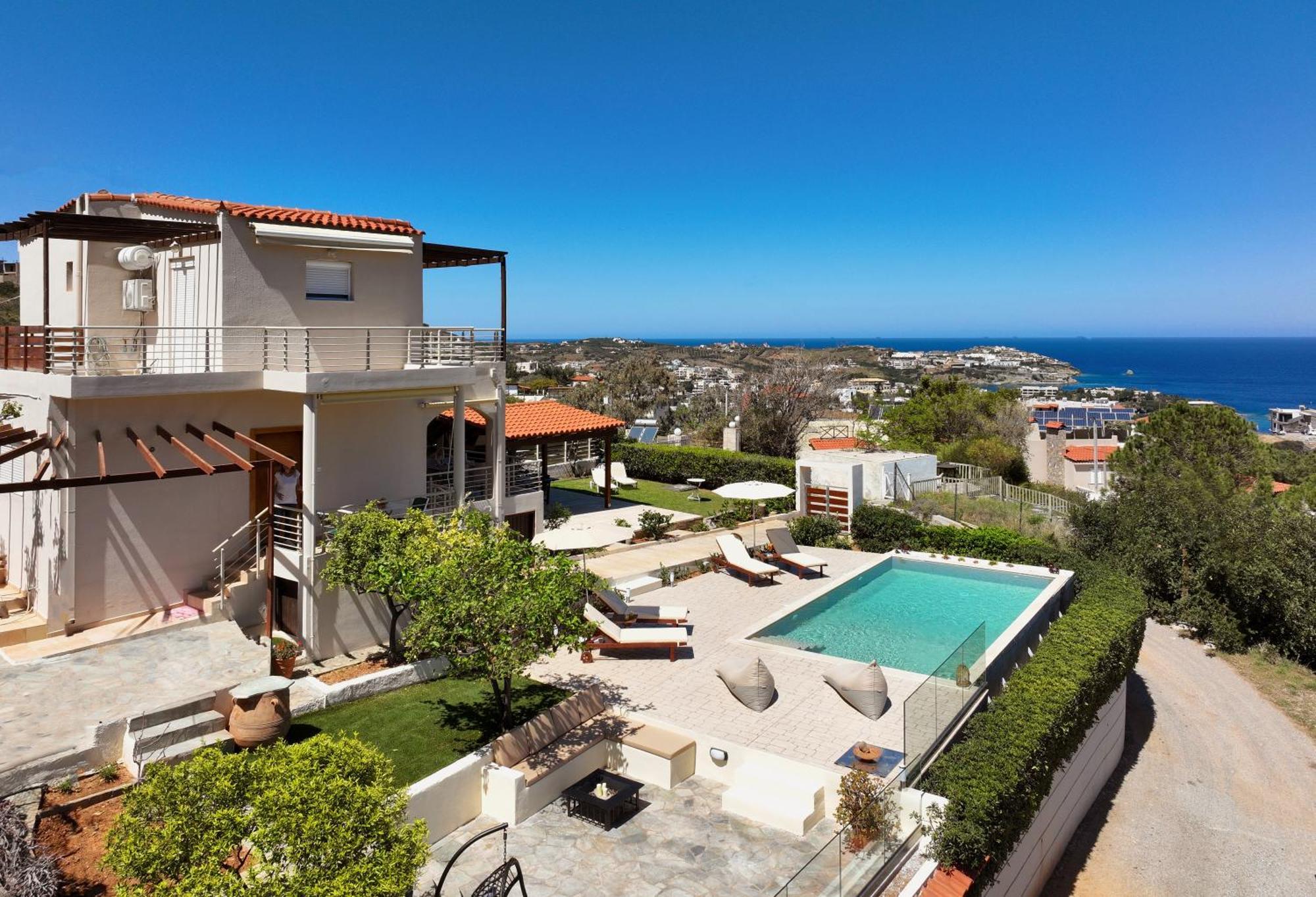 Spacious Villa With Private Eco-Pool And Panoramic Sea View Agia Pelagia Eksteriør billede