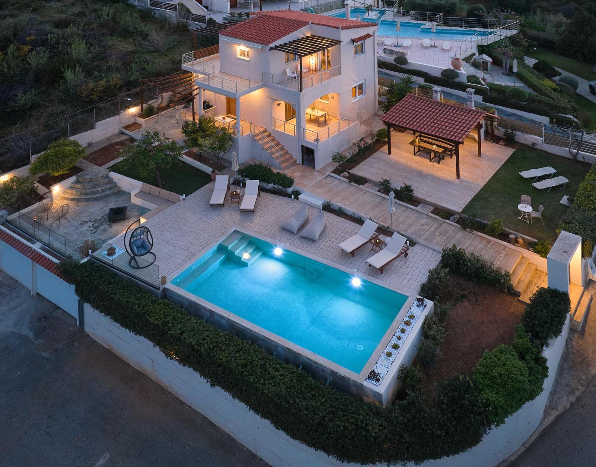 Spacious Villa With Private Eco-Pool And Panoramic Sea View Agia Pelagia Eksteriør billede