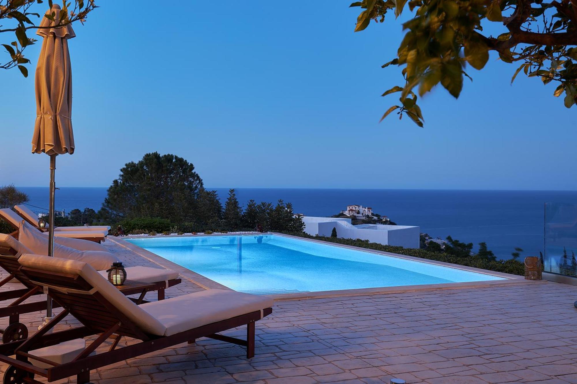 Spacious Villa With Private Eco-Pool And Panoramic Sea View Agia Pelagia Eksteriør billede