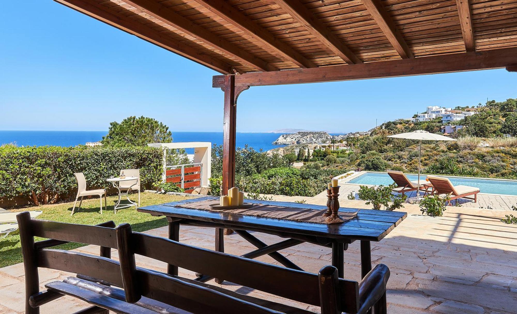 Spacious Villa With Private Eco-Pool And Panoramic Sea View Agia Pelagia Eksteriør billede