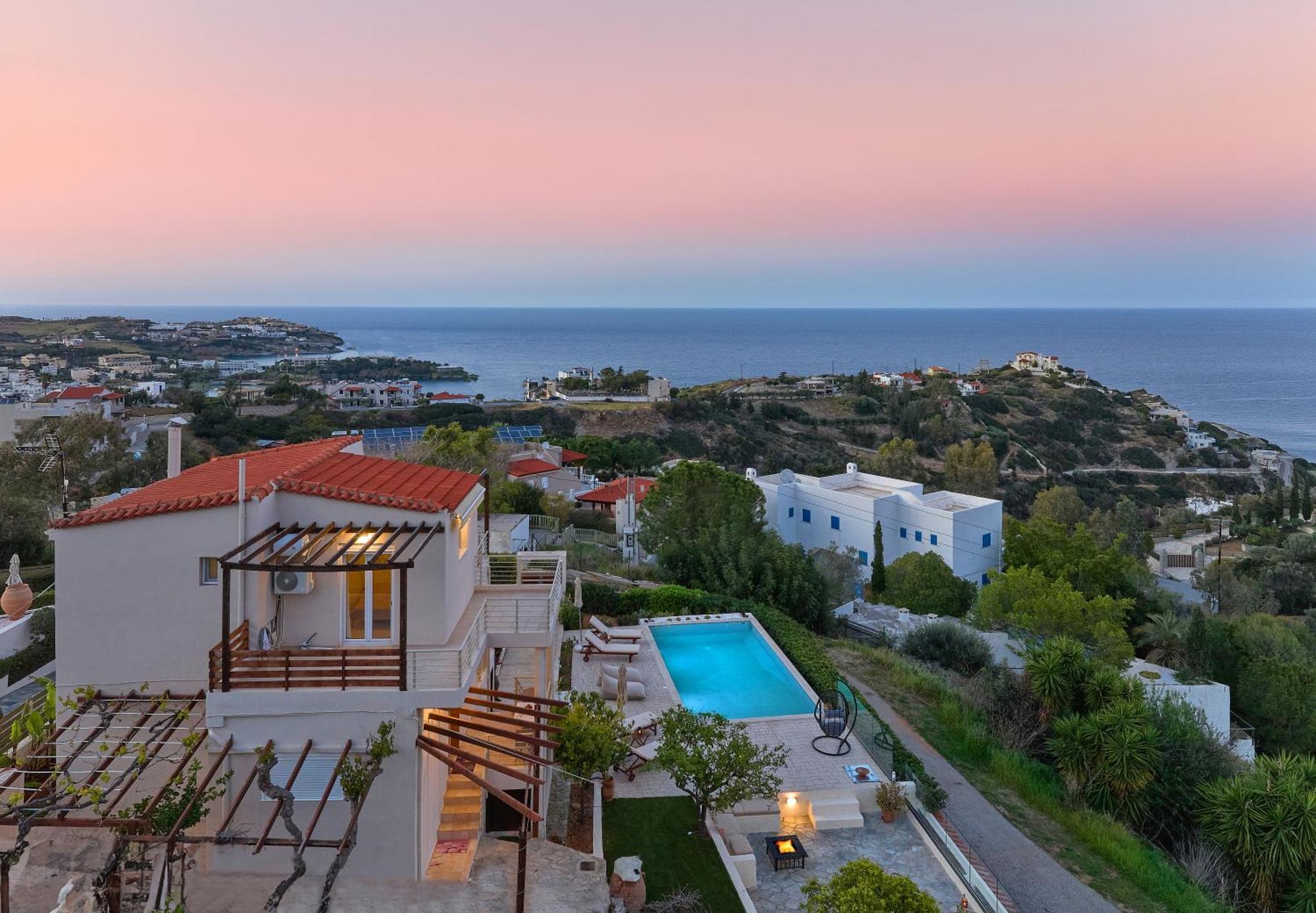 Spacious Villa With Private Eco-Pool And Panoramic Sea View Agia Pelagia Eksteriør billede